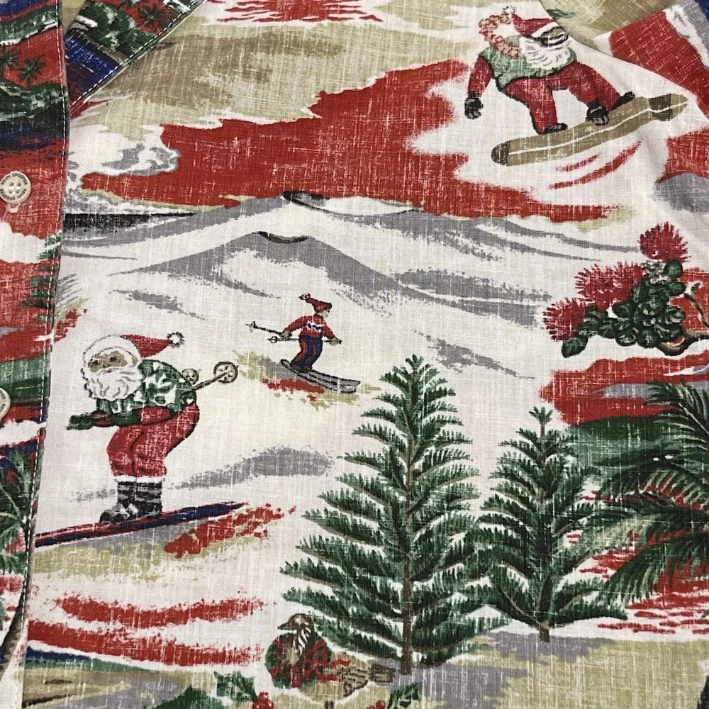 Reyn Spooner Women's XXS Red Mele Kalikimaka Hawaiian Santa Ski Christmas 2019
